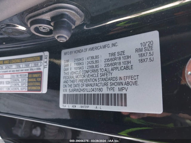 Honda Cr-v Awd Ex 2020 5J6RW2H51LL043180 Image 9