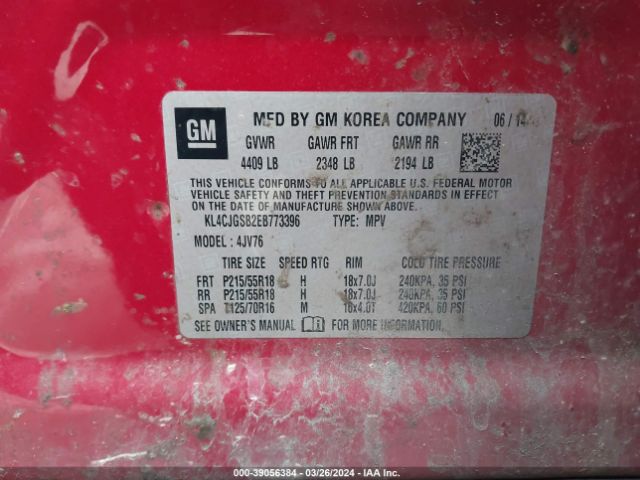 KL4CJGSB2EB773396 Buick Encore Leather