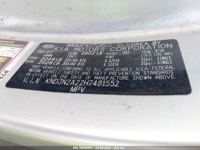 KIA Soul 2017 KNDJN2A22H7481552 Image 9