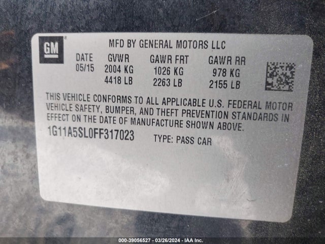 Chevrolet Malibu 1fl 2015 1G11A5SL0FF317023 Image 9
