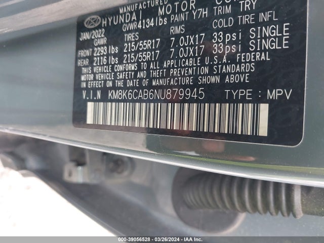 Hyundai Kona Sel 2022 KM8K6CAB6NU879945 Image 9