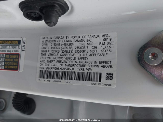 Honda Cr-v Ex-l 2019 2HKRW2H8XKH644560 Image 9