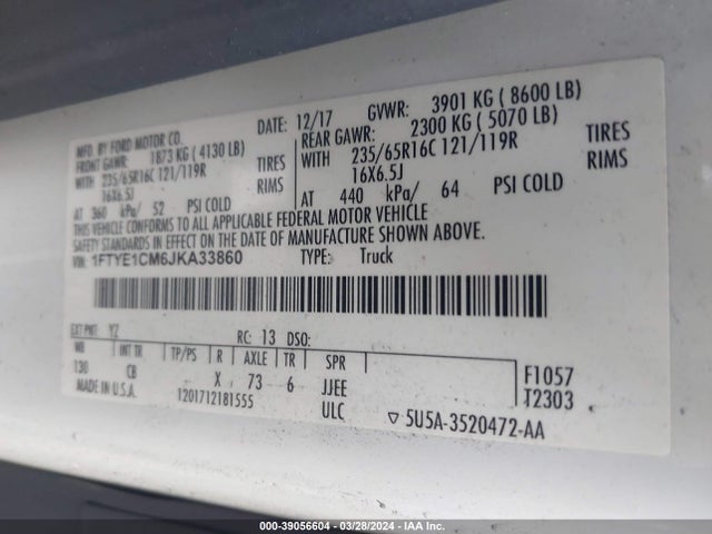 Ford Transit-150 2018 1FTYE1CM6JKA33860 Image 9