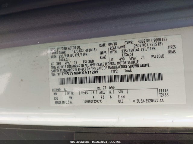 Ford Transit-250 2019 1FTYR1YM8KKA11289 Image 9