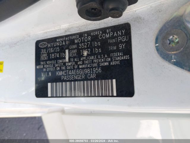 KMHCT4AE6GU981956 Hyundai ACCENT SE