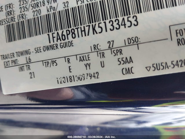 Ford Mustang Ecoboost 2019 1FA6P8TH7K5133453 Image 9