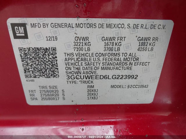 3GCUWEED6LG223992 Chevrolet Silverado 1500 2wd  Short Bed Ltz