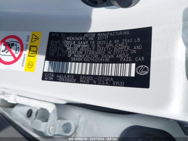 58ABK1GG7HU058496 Lexus ES 350