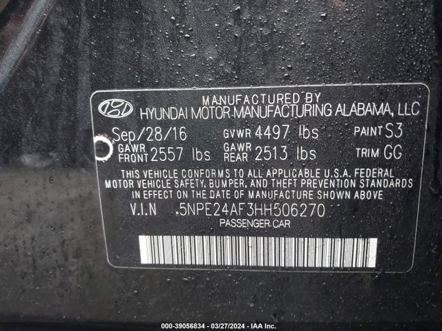 Hyundai SONATA SE 2017 5NPE24AF3HH506270 Image 9