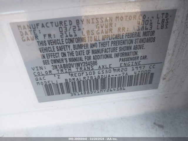 Nissan Sentra Sr Xtronic Cvt 2021 3N1AB8DV1MY264586 Image 9