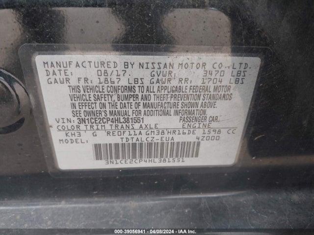 Nissan Versa Note S Plus 2017 3N1CE2CP4HL381551 Image 9