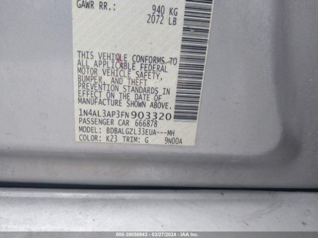 1N4AL3AP3FN903320 Nissan Altima 2.5 S