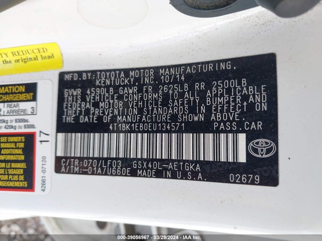 Toyota Avalon Xle Premium 2014 4T1BK1EB0EU134571 Image 9