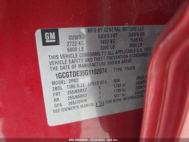 1GCGTDE35G1102074 Chevrolet Colorado Z71