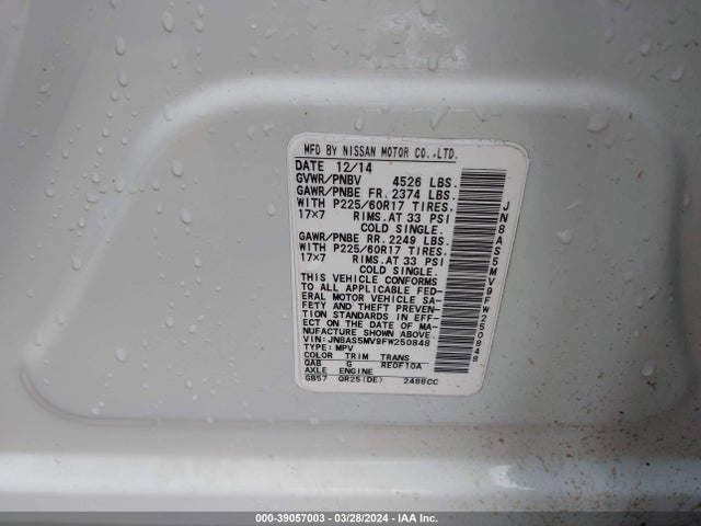 Nissan Rogue Select S 2015 JN8AS5MV9FW250848 Image 9