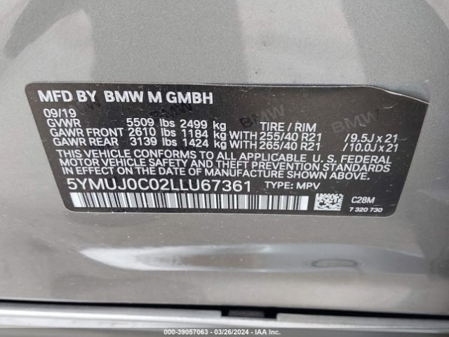 5YMUJ0C02LLU67361 BMW X4 M Competition