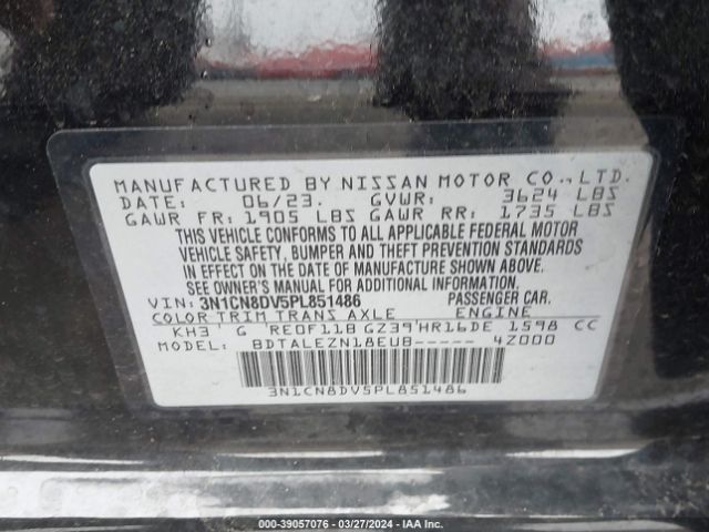 3N1CN8DV5PL851486 Nissan Versa 1.6 S Xtronic Cvt
