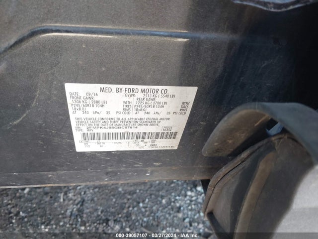 Ford EDGE SEL 2016 2FMPK4J98GBC57814 Image 9