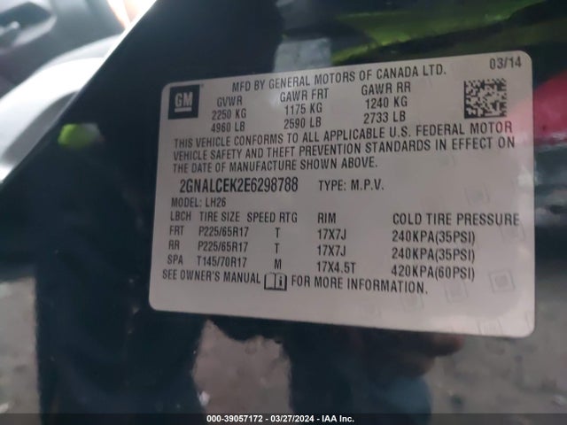 Chevrolet Equinox 2lt 2014 2GNALCEK2E6298788 Image 9