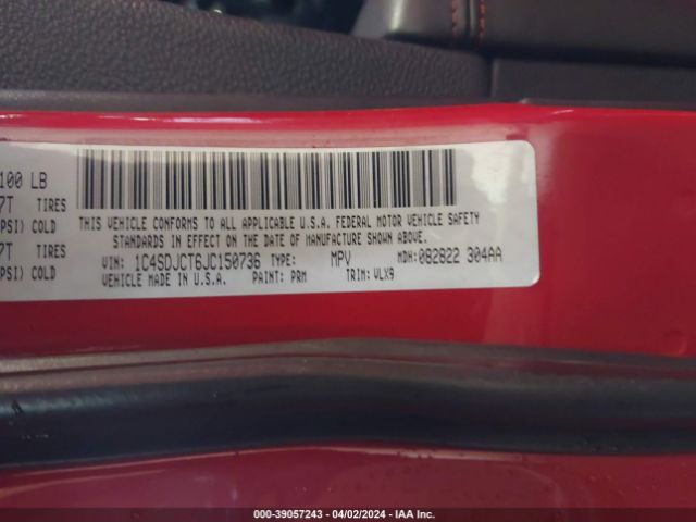 1C4SDJCT6JC150736 Dodge Durango R/t Awd