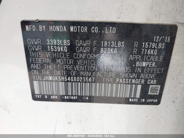 Honda FIT LX 2016 JHMGK5H54GX021567 Image 9