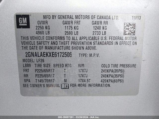 Chevrolet EQUINOX LS 2014 2GNALAEKXE6172506 Image 9