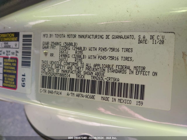Toyota Tacoma Sr 2021 3TYRX5GN2MT008514 Image 9