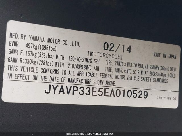 2014 YAMAHA XVS1300 JYAVP33E5EA010529 Photo 9
