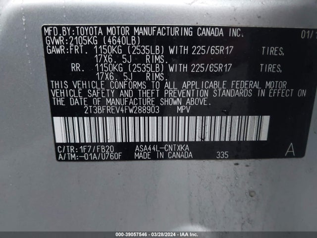Toyota RAV4 LE 2015 2T3BFREV4FW288903 Image 9