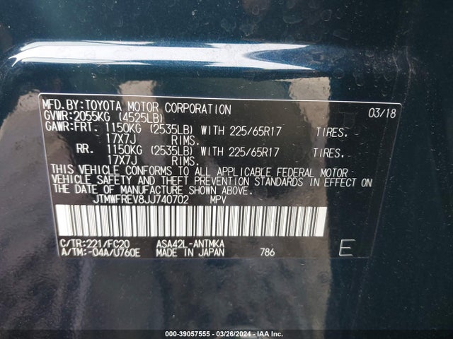 Toyota Rav4 Xle 2018 JTMWFREV8JJ740702 Image 9