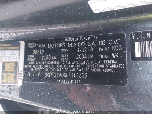 3KPF24AD9LE161536 KIA Forte Lxs