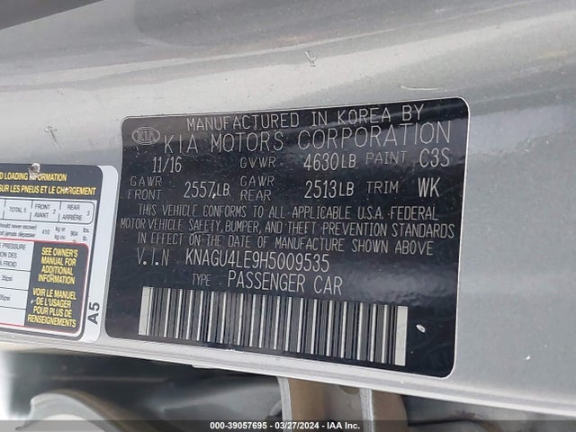 KIA Optima Hybrid Ex 2017 KNAGU4LE9H5009535 Image 9