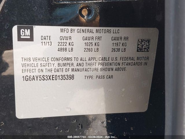 1G6AY5S3XE0135398 Cadillac Cts Performance