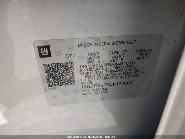 Chevrolet MALIBU LT 2018 1G1ZD5STXJF174066 Image 9
