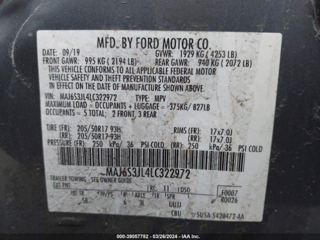 MAJ6S3JL4LC322972 Ford Ecosport Ses