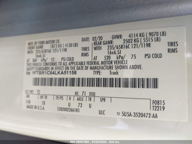 Ford Transit-250 2020 1FTBR1C84LKA51158 Image 9