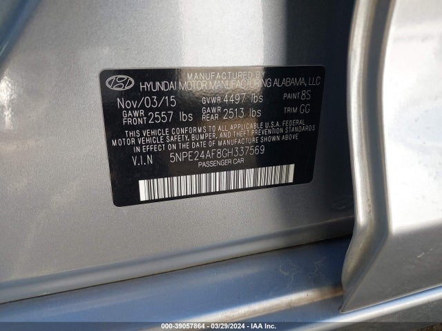 Hyundai SONATA SE 2016 5NPE24AF8GH337569 Image 9