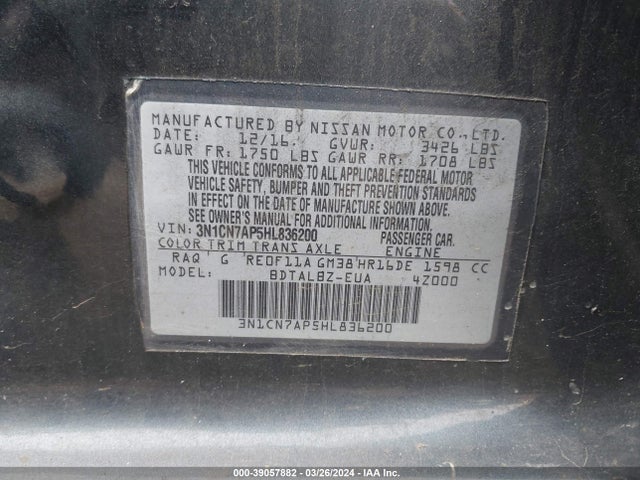 Nissan Versa 1.6 Sv 2017 3N1CN7AP5HL836200 Image 9