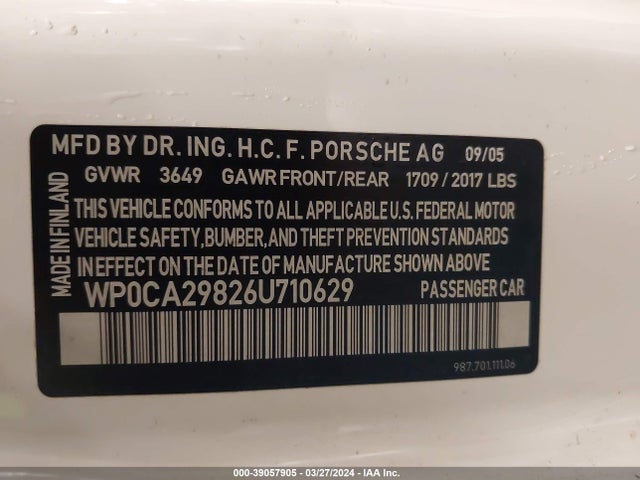 2006 PORSCHE BOXSTER WP0CA29826U710629 Photo 8