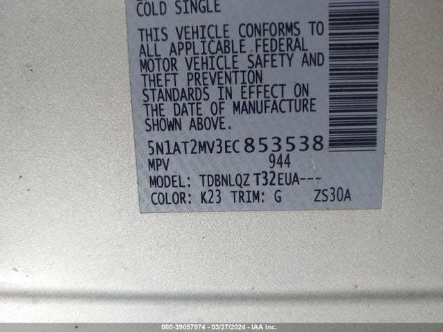 Nissan ROGUE SV 2014 5N1AT2MV3EC853538 Image 9