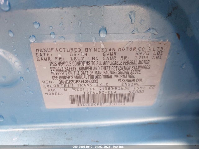 Nissan Versa Note Sv 2015 3N1CE2CP8FL350333 Image 9