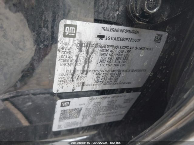 1GTUUEE82PZ207237 GMC Sierra 1500 4wd  Short Box At4
