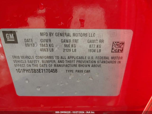 Chevrolet Cruze Eco Auto 2014 1G1PH5SB3E7170458 Image 9