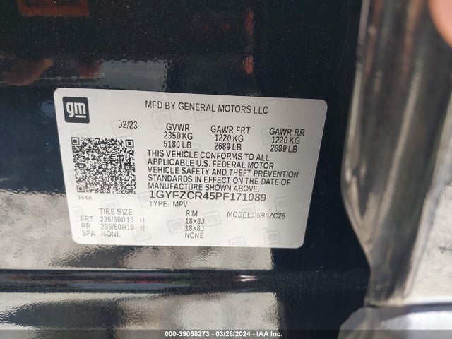 1GYFZCR45PF171089 Cadillac Xt4 Fwd Premium Luxury