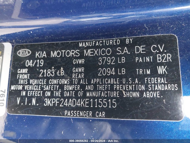 KIA Forte Lxs 2019 3KPF24AD4KE115515 Image 9
