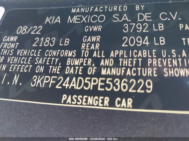 KIA Forte Lxs 2023 3KPF24AD5PE536229 Image 9