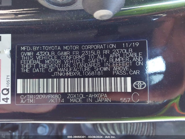 Toyota C-HR XLE 2020 JTNKHMBX9L1068181 Image 9