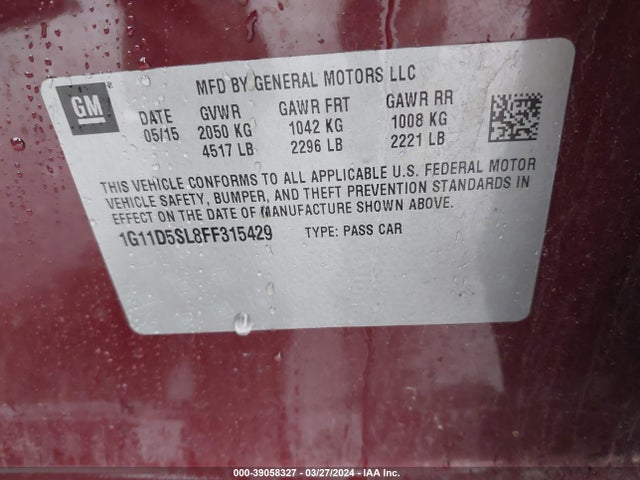 Chevrolet MALIBU 2LT 2015 1G11D5SL8FF315429 Image 9