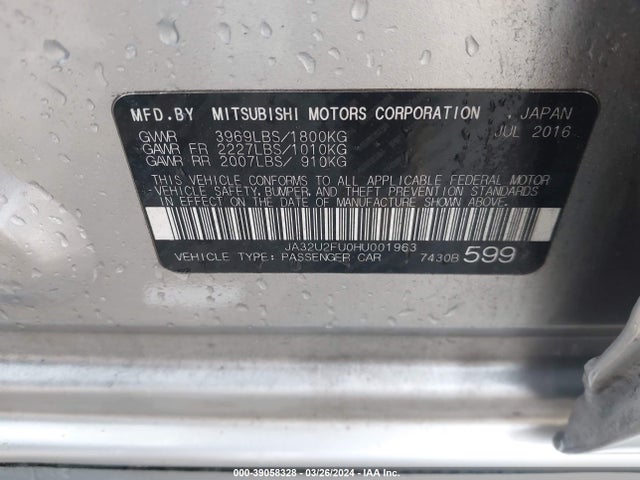 JA32U2FU0HU001963 Mitsubishi Lancer Es/le