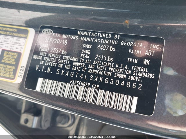 KIA Optima Lx 2019 5XXGT4L3XKG304862 Image 9
